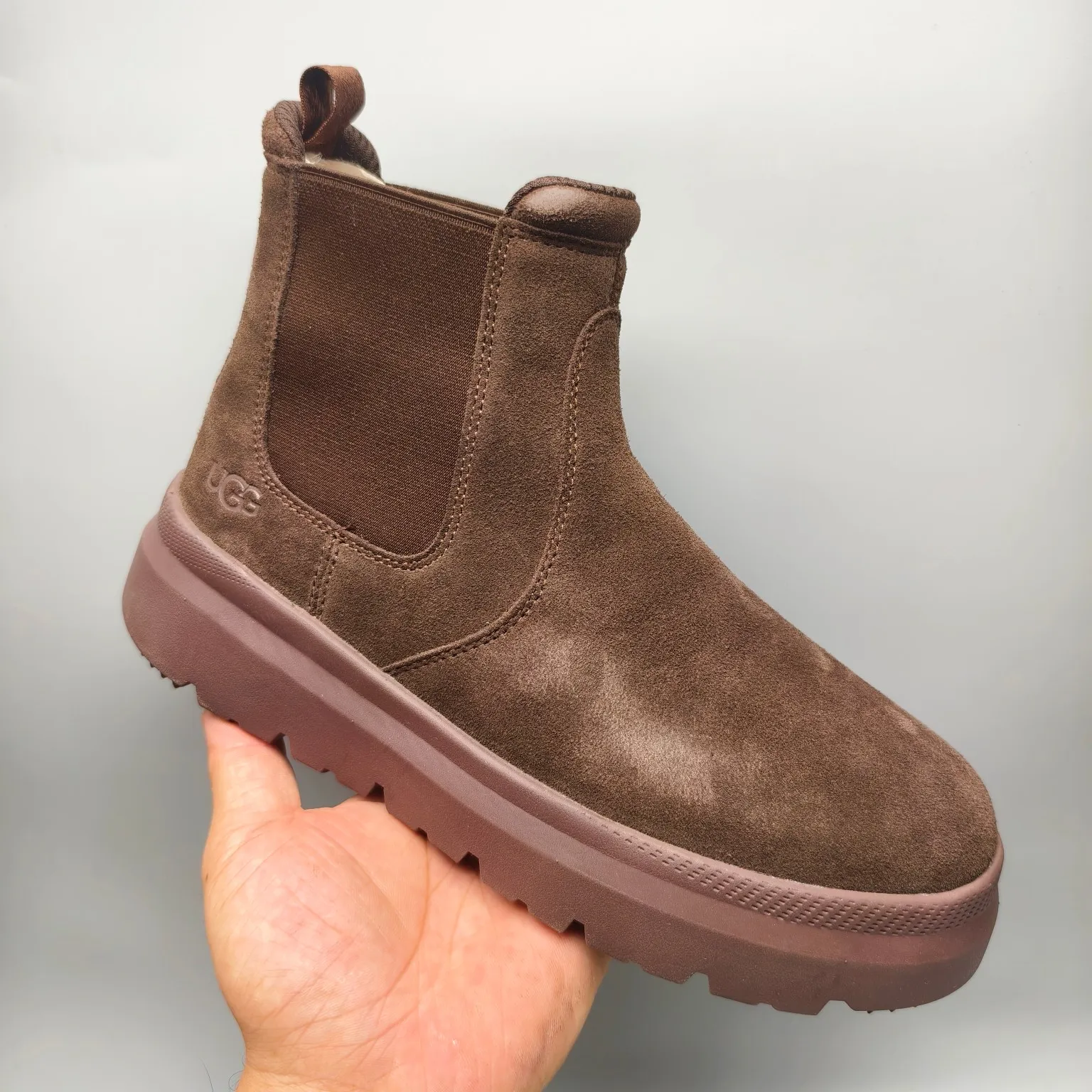 💰600 UGG sheepskin all-in-one snow boots 2050 casual mid-calf boots men's boots color: maroon black chocolate size: 39-45